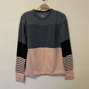 Craft Womens‎ Base Layer Seamless Ski Top Shirt Fuse Knit Pink Gray L Outdoors